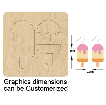 

Cute Popsicle Eardrop Ice Lolly Earrings Cutting Dies Wooden Dies Suitable for Common Die Cutting Machines on the Market