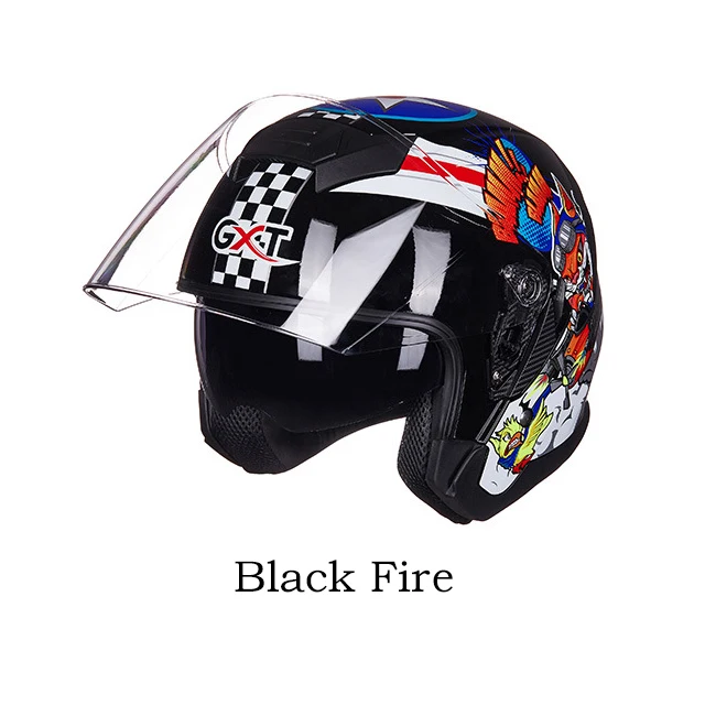 Black Fire GXT половина лица мотоциклетный шлем ABS двойные линзы мотоциклетные шлемы рыцарь Защитная Экипировка велосипедный шлем шапка - Цвет: Black Fire