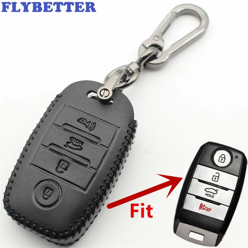 Чехол для смарт ключей FLYBETTER 2 шт./лот из натуральной кожи с 4 кнопками Kia Sorento/Optima/Forte/Koup/Soul/Niro/Rio L525|Футляр