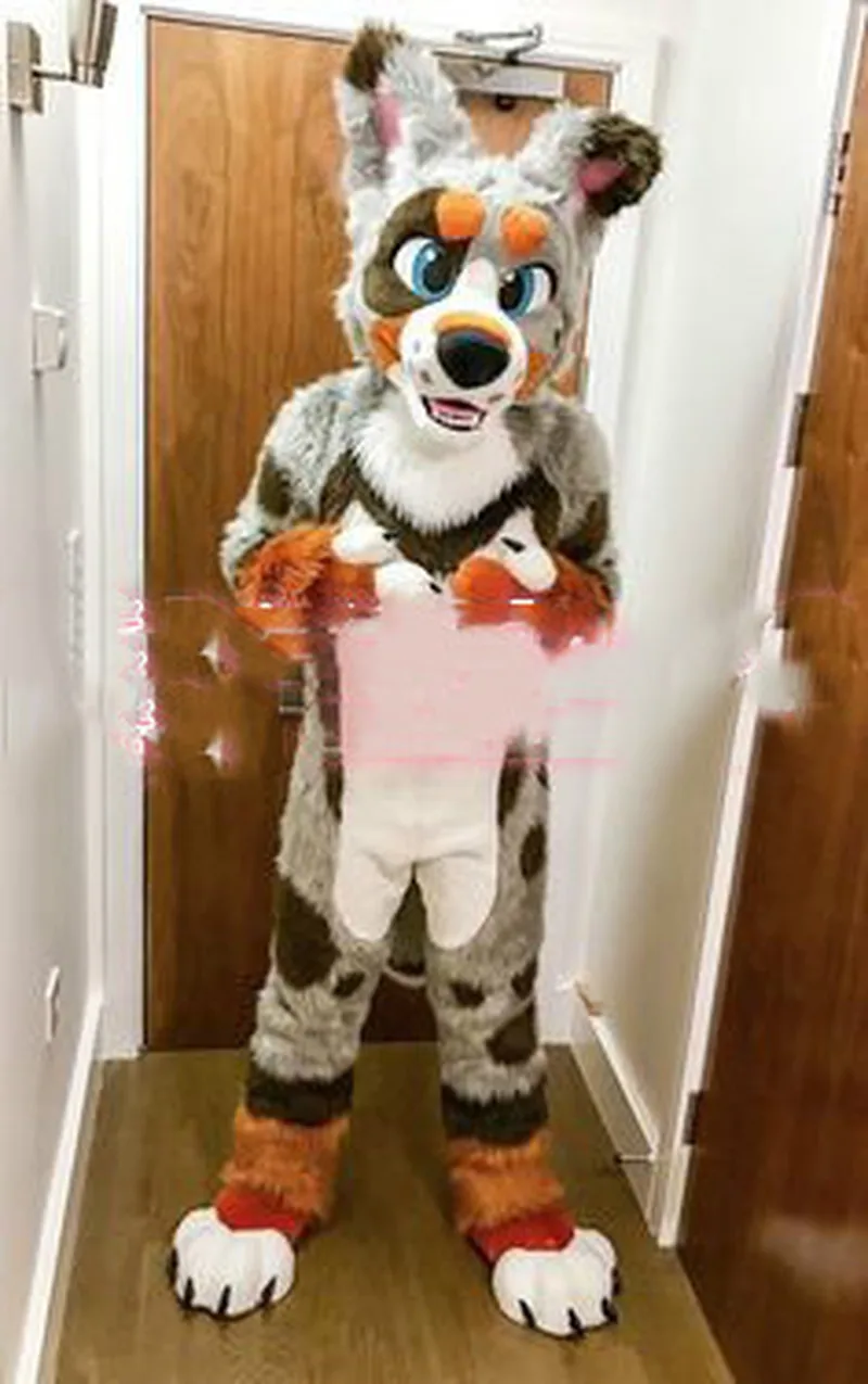 Fursuit хаски собака талисман костюм костюмы косплей вечерние платья для игры