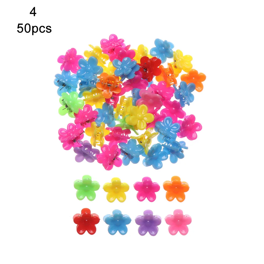 50pcs-cherry 50/100 шт., с изображением милой бабочки Заколки для волос цветок заколки для волос для маленьких детей коготь заколки Смешанные Цвет мини заколки для волос аксессуары для волос - Цвет: 50pcs-cherry