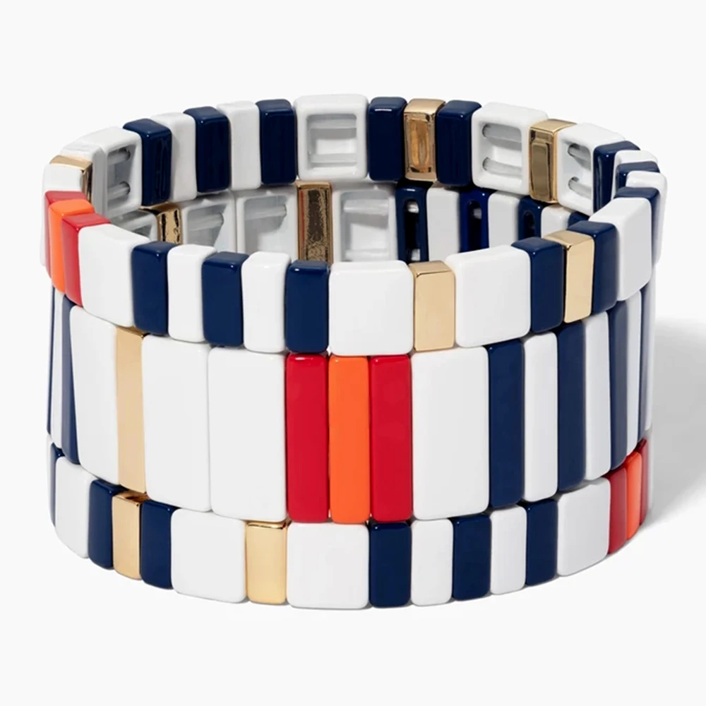 

Shinus Trendy Bracelet Men Couple Bracelets For Women Stackable Ename Tile Bangle Blue White Pulsera Mujer 2019 Jewelry Bileklik