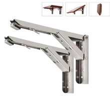 

NEW2022 NEW 2pcs Folding Shelf Brackets Heavy Duty Stainless Steel Collapsible Shelf Bracket for Table Work Space Saving DIY
