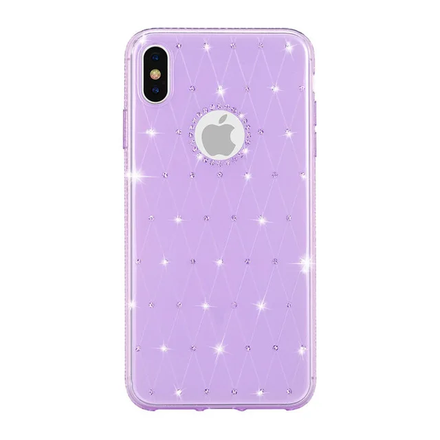 Блестящие алмазные Стразы, блестящий чехол для телефона iphone X, XS, XR, XS, Max, 6, 6 S, 7, 8 Plus, с окошком, мягкая задняя крышка из ТПУ - Цвет: D
