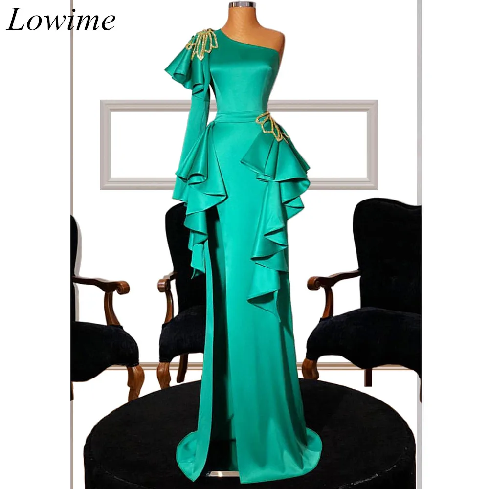 Новые пикантные мусульманские Вечерние платья Длинные одно плечо кафтан Couture Prom Dress Mermaid элегантная Коктейльная вечерние платья