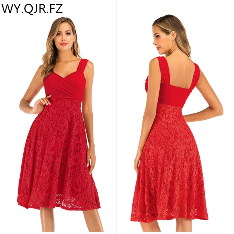 OML568# пикантные платья подружек невесты, Красное Кружевное короткое свадебное платье для выпускного вечера, рождественское бальное платье, выпускное Дешевое платье для девочек оптом