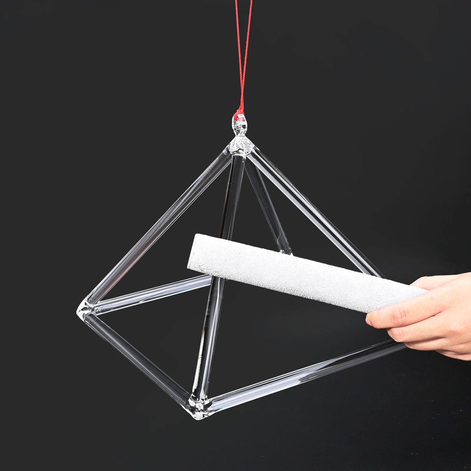 CVNC 12 Inch Clear Quartz Crystal Singing Pyramid for Musical Instrument Sound Bath