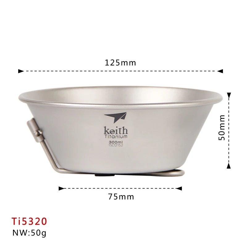 Ti5320-300ml Keith Bowl titanium 300 мл сверхлегкие эко-Твердые чаши для риса и супа контейнер для еды Ланч-бокс Складная ручка - Цвет: Ti5320-300ml