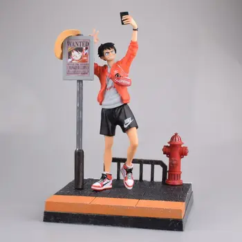 

Anime Figure 30cm One Piece Fashion Sitting Monkey D Luffy street Statue PVC Action Figure Toys Model Gift