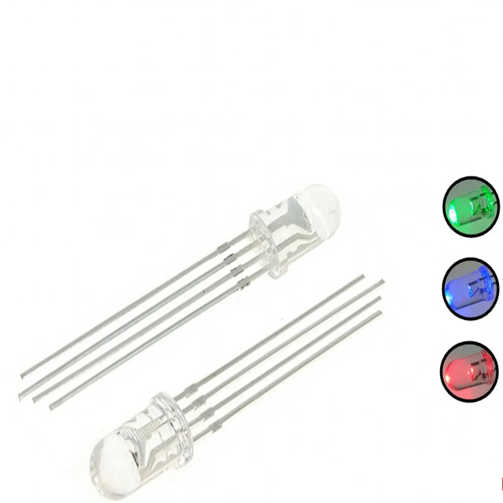Vibrant 1000-Piece 5mm RGB LED Kit - Common Cathode/Anode, Four Feet, Transparent Highlight, F5 Diode for Colorful Illumination Description Image.This Product Can Be Found With The Tag Names EL Products, Electronic Components Supplies, Fullcolor led