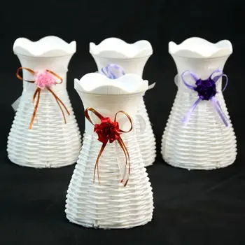 

Plastic Vases Simulation Rattan Basket Dried Flower Vases Flower Pot DIY Desktop Ornement Vases for Room Decoration Home Decor