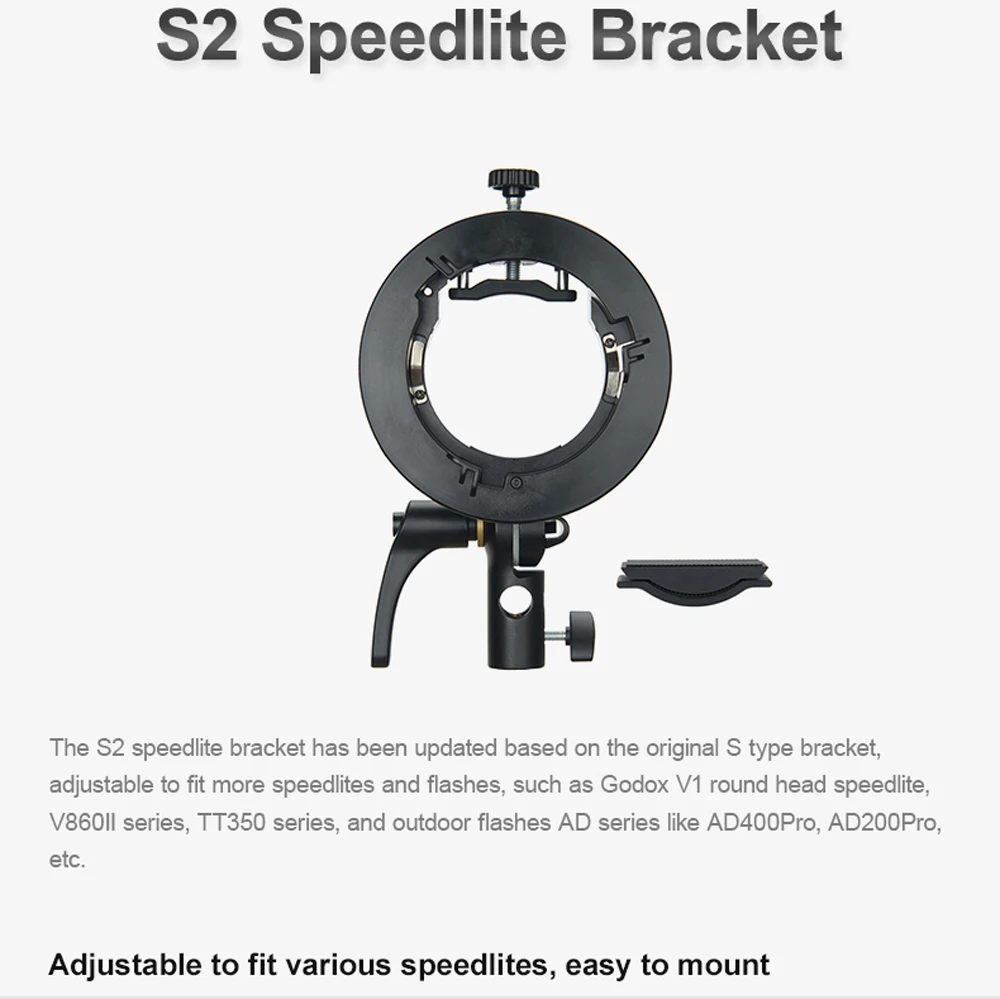 Godox S2 Speedlite Bracket S1 обновленный держатель для вспышки Bowens s-типа для Godox V1 V860II AD200 AD400PRO TT600 Snoot софтбокс