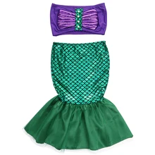 Детский купальный костюм принцессы с хвостом русалки для маленьких девочек, Летний Пляжный купальный костюм, платье для плавания, костюм