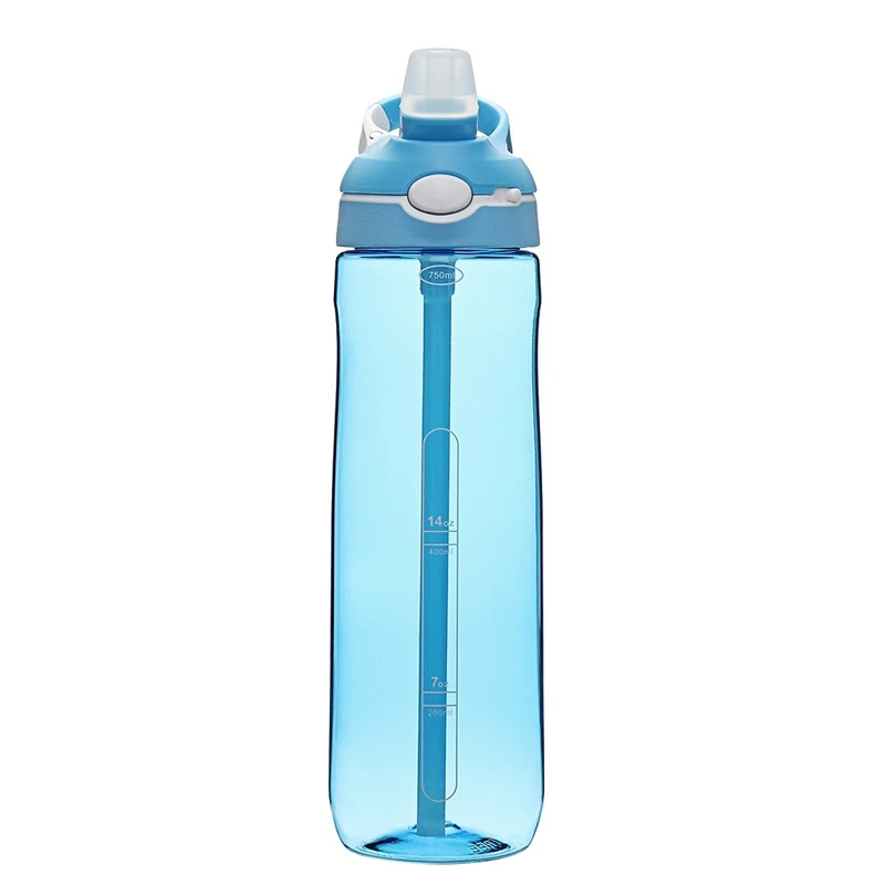 

Bicycle 750Ml Straw Sports Bottle Tritan Sports Bottle Shatterproof And Leakproof Blue