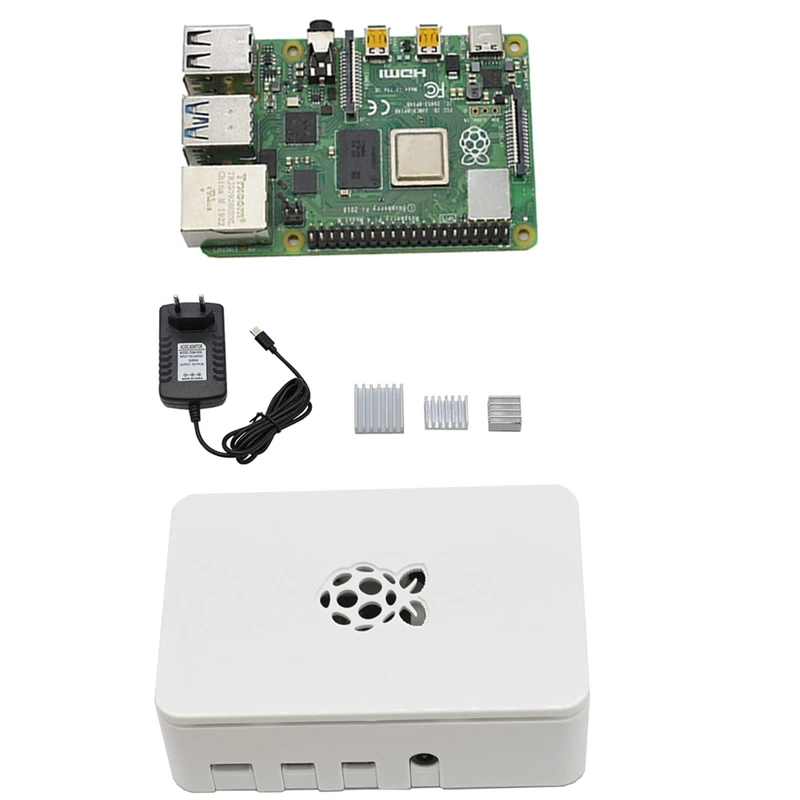 Для Raspberry Pi 4 Модель B ABS чехол 4G Оперативная память DIY Kit с белым радиатора 5V 3A Мощность адаптер для Raspberry PI 4B