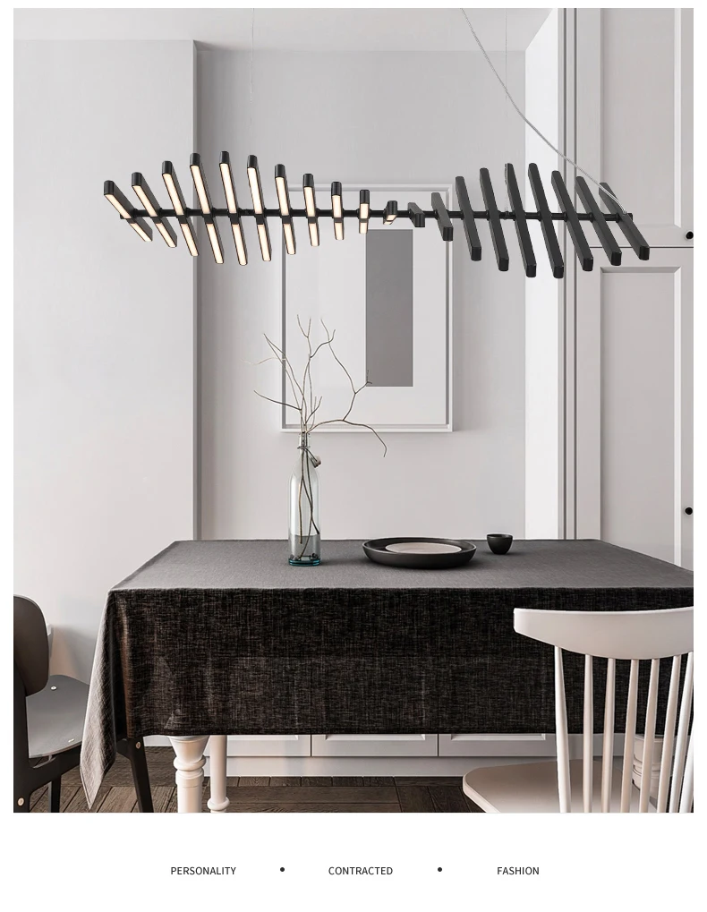 Скандинавский светодиодный светильник для гостиной современный минималистичный дизайнерский домашний Ресторан черный/люстра новая рыба в форме кости Офис Бар лампы