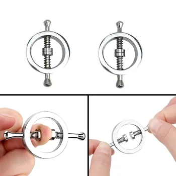 Metal nipple clips Stimulator breast Clamps Bondage Restraints Flirting Teasing BDSM women sex toy slave Couple Torture play 4