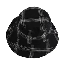 Сезон весна-лето; пара модных шляп; Новинка; клетчатые хлопковые шляпы-ведра; уличные солнцезащитные кепки; повседневные Шапки для бассейна; цвет черный, белый