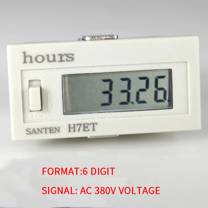 AC 380V AC100-240V таймер кумулятивный часов без напряжения DC 5-30 в ключ блокировки 6 цифр ЖК-счетчики 9999H59M счетчик часов - Цвет: AC 380V