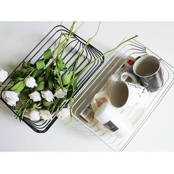 

DUNXDECO Fruit Cup Storage Basket Fruit Holder Iron Wire Oragniser Modern Simple Half Circle Multifunction Container