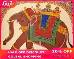 Бесплатная доставка индийский Стиль слон росписи красочные этнические пользовательских 3D Гостиная Спальня обои отель ресторан росписи
