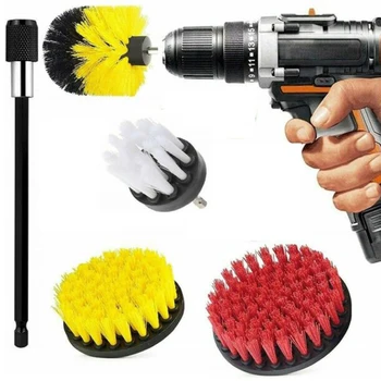 

5Pcs/set Electric Drill Brush+Extension Rod Power Scrubber Brushes Cleaning Kits