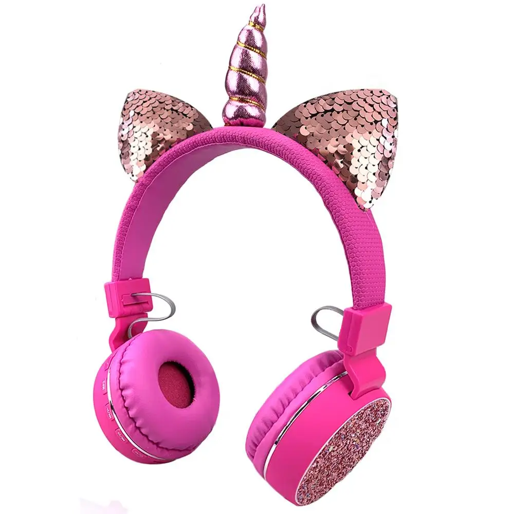 JINSERTA Cute Unicorns Headphone Wireless Kids Bluetooth Earphone Stereo Music Headset with MIC for Handsfree Boys Girls Gift