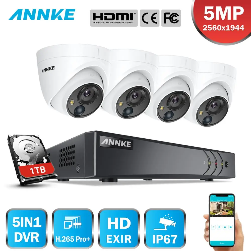 

ANNKE 8CH 5MP Lite Security Camera System 5MP Lite 5IN1 H.265+ DVR With 4PCS 5MP PIR HD EXIR Dome IP67 Surveillance CCTV Kit