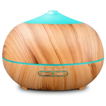 

400Ml Wood Grain Colorful Lamp Aromatherapy Humidifier Home Aromatherapy Diffuser Aromatherapy Machine EU Plug
