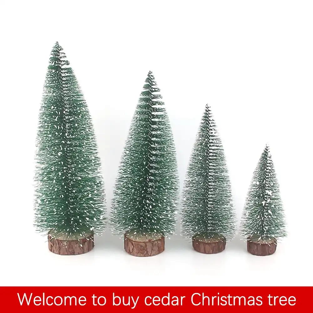 繊維ミニクリスマスツリー雪霜小さな松diyクラフトデスクトップの装飾クリスマス装飾家の装飾 木 Aliexpress