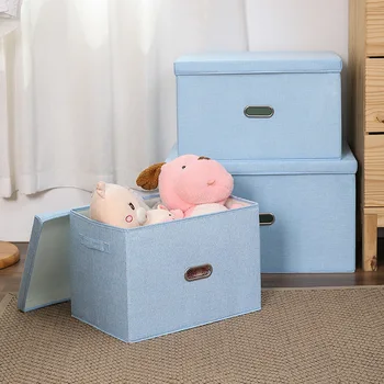 

New Solid Color Cotton And Linen Clothing Foldable Storage Box Stall Tool Box Storage Box Quilt Finishing Car Storage Box