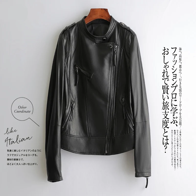 Genuine Real Sheepskin Leather Suede Jacket Spring Autumn Women Coat Moto Suit Outerwear Garment Lfkqn Leather Jackets Aliexpress