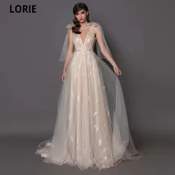 LORIE V-Neck Tulle Mermaid Prom Dresses 2021 Vestidos de festa Sexy Cap-Shoulder Court Train Formal Evening Party Gowns Backless