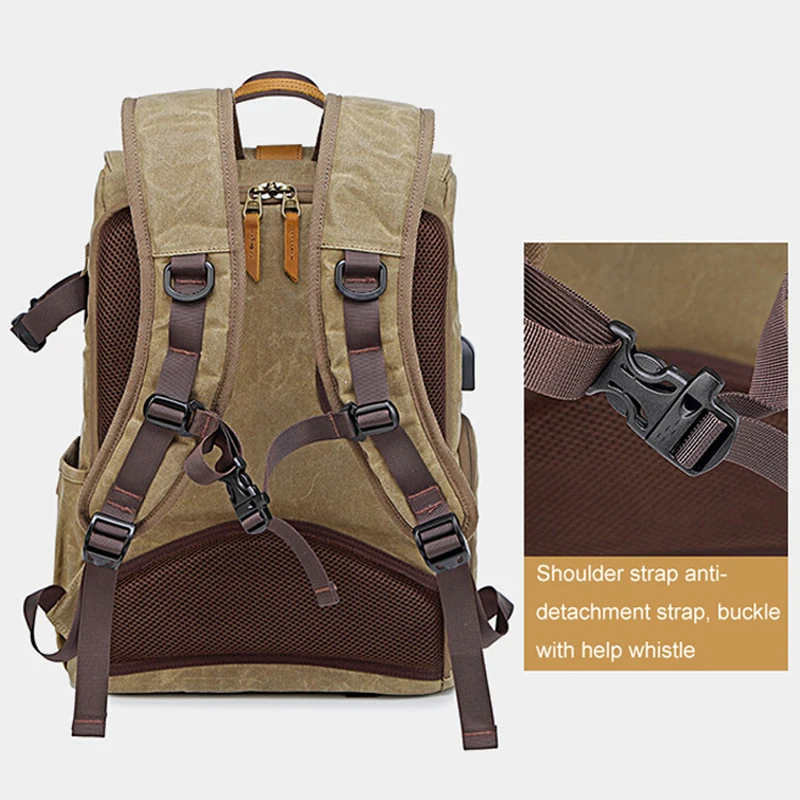 Retro à Prova Bolsa da Câmera para Canon Fotografia Dusb Água Batik Lona Mochila w Porta Usb Apto 15.6 Polegada Portátil Nikon Dslr - Image 4