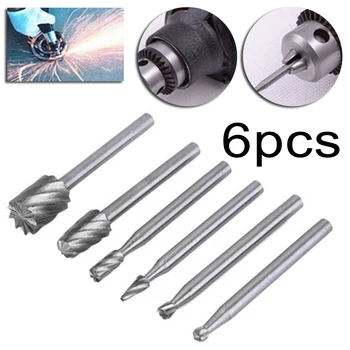 

6pcs HSS Rotary Router Bits High Speed Burr Grinding Wood Milling Cutter Tool