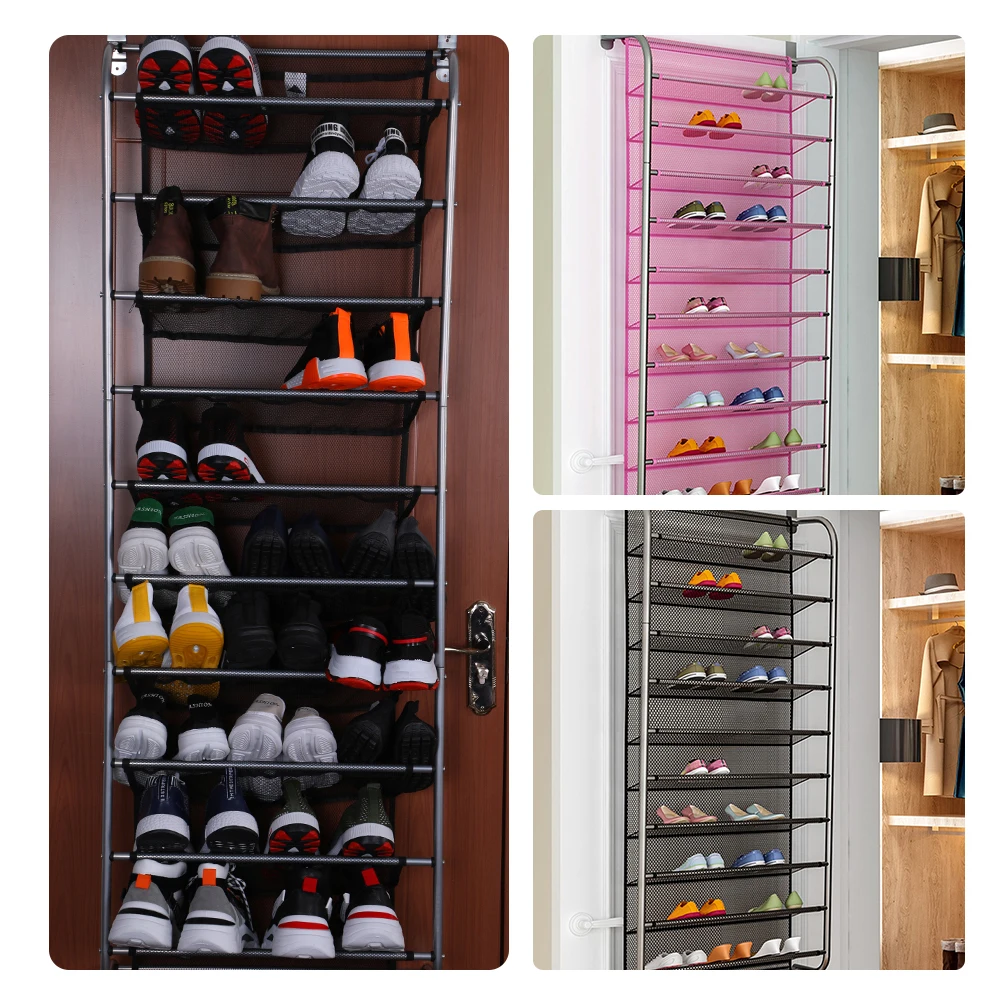 36 Pair Over Door Hanging Shoe Rack 10 Tier Shoes Organizer Wall Mounted Shelf