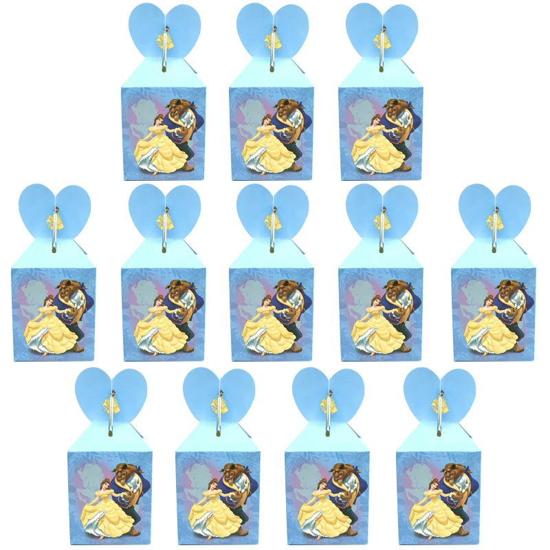 Disney Красавица и чудовище, конфетная коробка, детский праздник на день рождения, украшение, Мультяшные детские бумажные подарочные коробки на день рождения