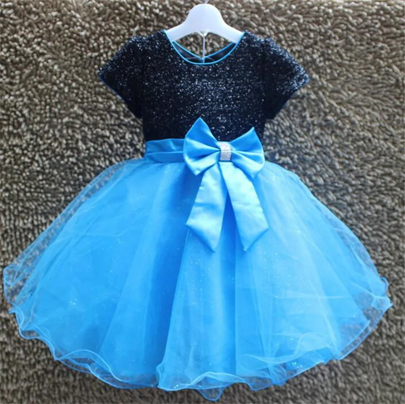 Weoneit/ платье для девочек кружевное платье принцессы Лолиты с бантом летнее элегантное Пышное Бальное платье вечерние платья для маленьких девочек одежда для детей - Цвет: black blue