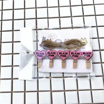 

5pcs/set Kpop Blackpink Wooden Clip WANNA ONE Twice GOT7 SEVENTEEN wood clamp For Lomo Card Clamp