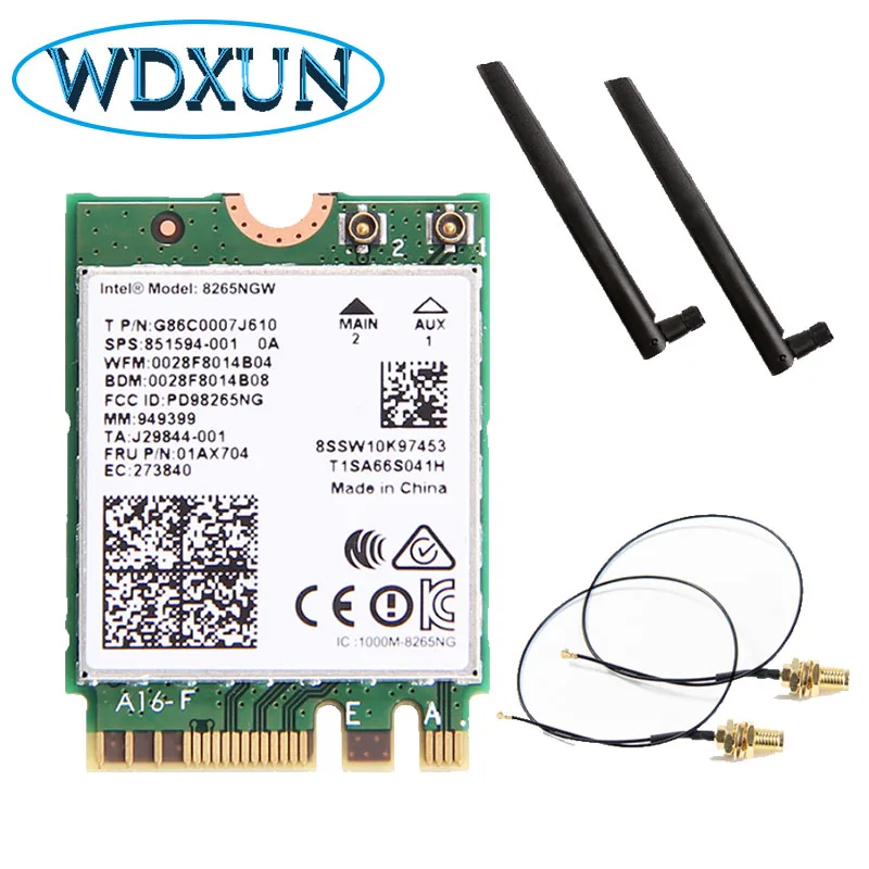 8265ac 6DB antennas Двухдиапазонная Wlan для Intel 8265NGW Беспроводная-AC 8265 NGFF 802.11ac 867 Мбит/с 2x2 MU-MIMO wifi BT 4,2 2,4G/5 ГГц Bluetooth wifi карта - Цвет: 8265ac 6DB antennas