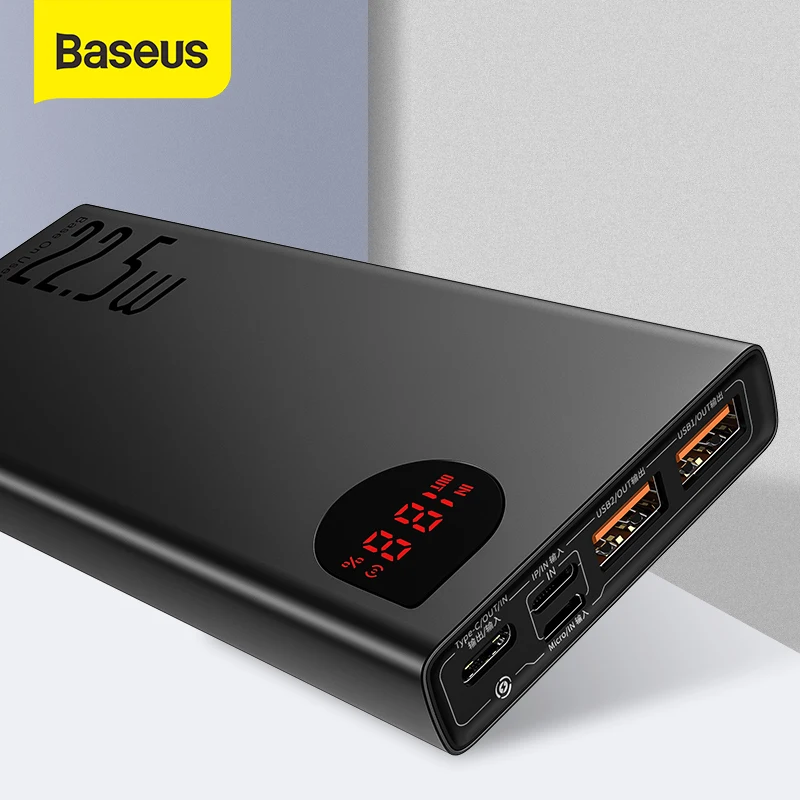 Baseus 20000mah Power Bank 22 5w Usb External Battery Charger Support Scp Quick Charge 3 0 Pd