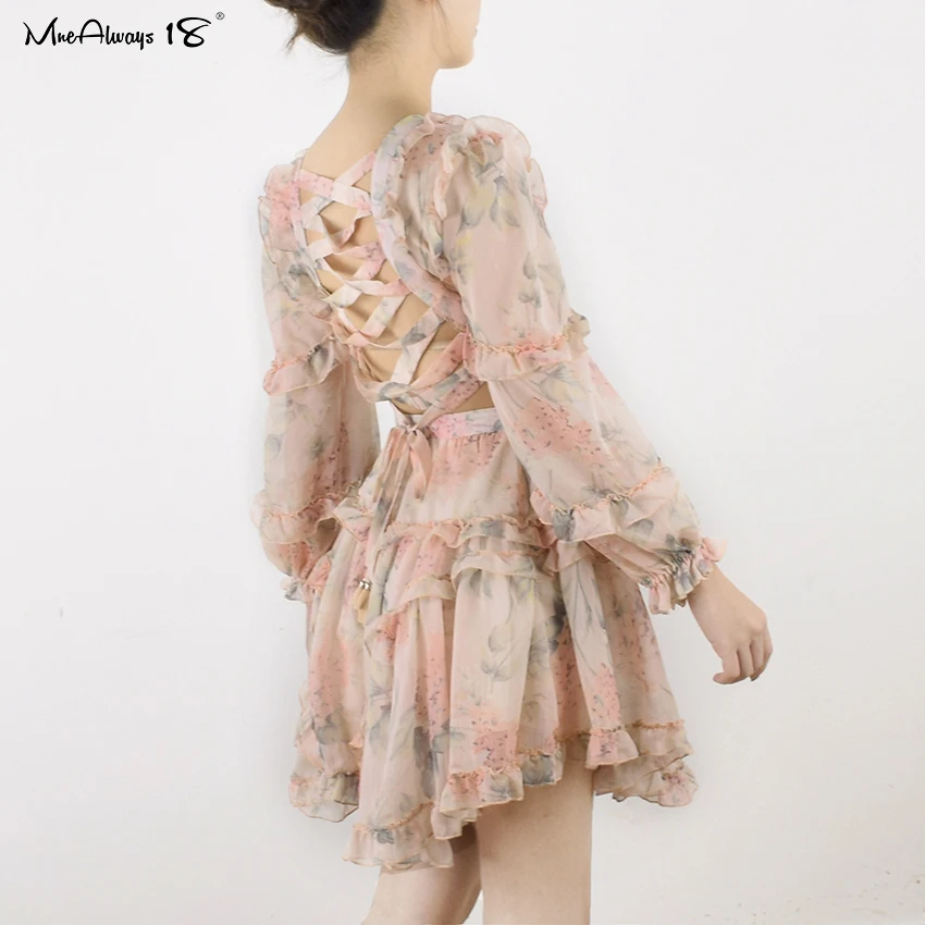 Женское платье с рукавами-лепестками Mnealways18 сексуальное весеннее цветочным