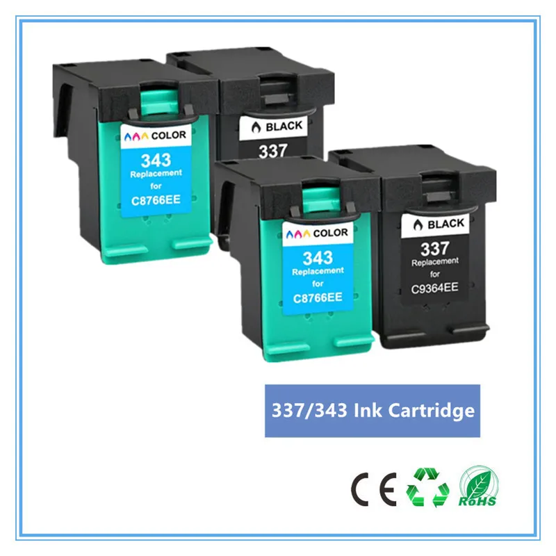 4 упаковки совместимый для hp 343 337 чернильный картридж для hp 337 для hp 343 для hp Photosmart 2575 8050 C4180 D5160 Deskjet 6940 D4160