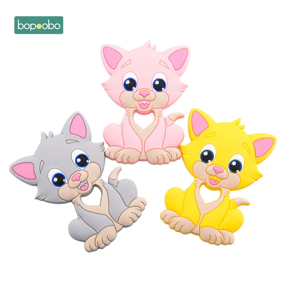 Bopoobo 5 шт. силиконовый бисер ребенок прорезывание зубов пищевой Кот жевательные бусины DIY игрушки подарки для кормления кулон браслет