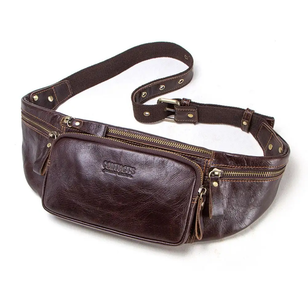 

PU Leather Fanny Pack Waist Bag Multifunction Chest Hip Hop Bags Travel Pouch For Hiking Running Cycling For Men Women Business