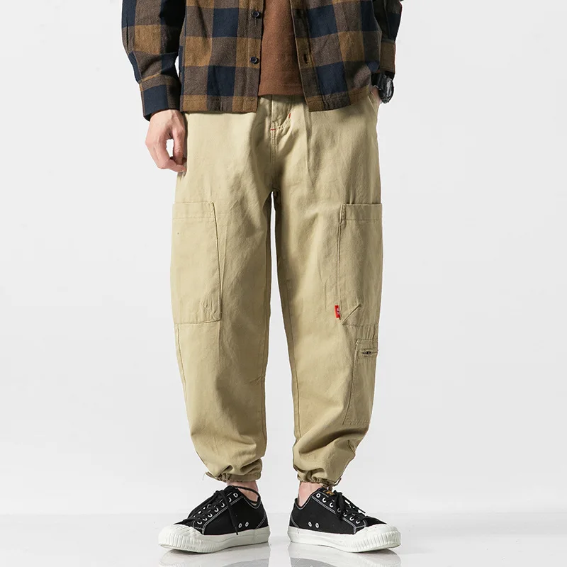 

Yi dao Vintage 19 Autumn New Style Japanese Style Casual Versatile Ankle Banded Pants Men Popular Brand Simple Solid Color Bib O
