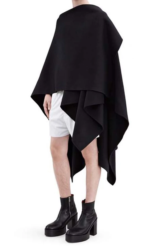 Men's Cloak Fashion Woolen Coat Men's Long Loose Couple's Jacket Winter Trend Windbreaker Sleeveless Cape Cloak Cloak Men's Tops