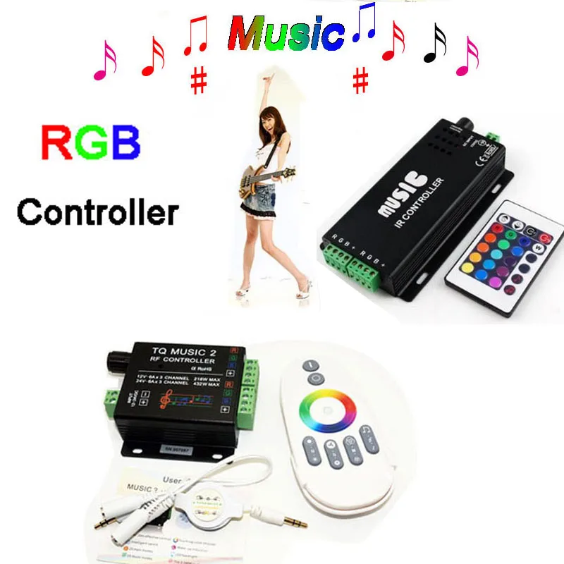 Wholesale 20 Keys 24 2.4G music controller DC12-24V RGB Sound Sensitive remote 2 for 5050 3528 led strip light lamp | Лампы и
