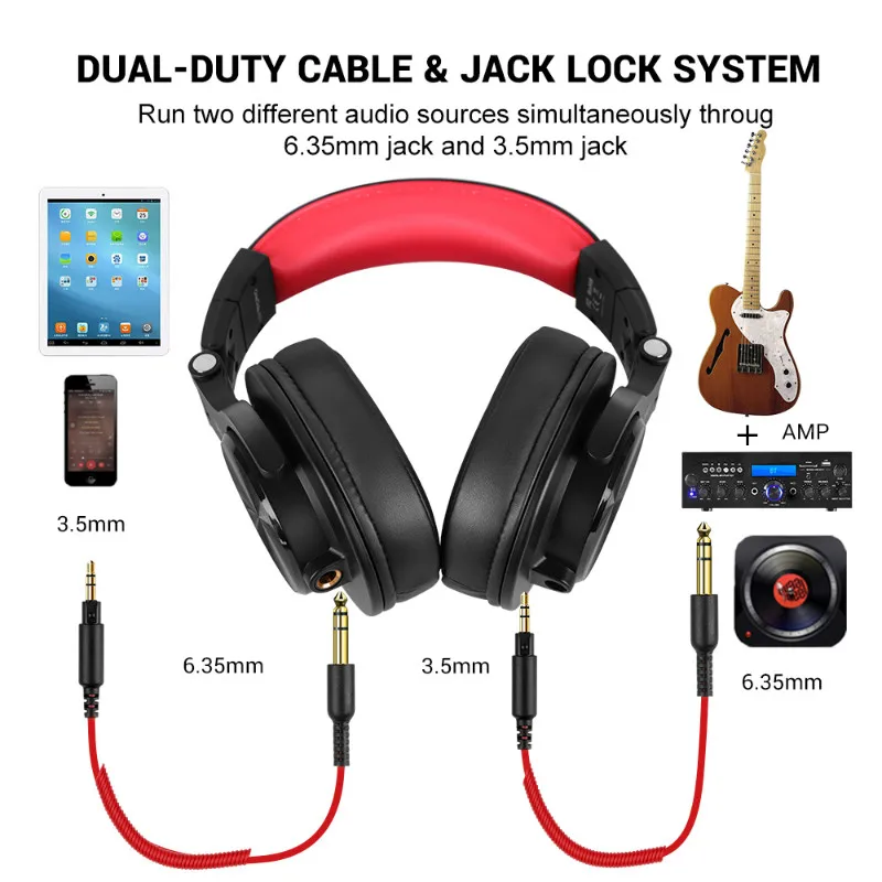 Fones de Ouvido sobre a Orelha com Fio Fone de Ouvido com Microfone Estéreo para Monitoramento Oneodio Estúdio Profissional Gravação A71 dj - Image 2