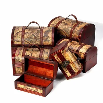 

Wooden Vintage Treasure Box Collectibles Jewelry Box Storage Organizer Trinket Keepsake Chest Pack with/NO Lock S/M/L size